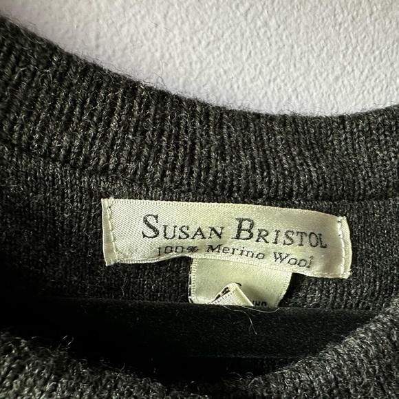 Susan Bristol Grey Merino Wool Cardigan Sweater Size S - Picture 6 of 10